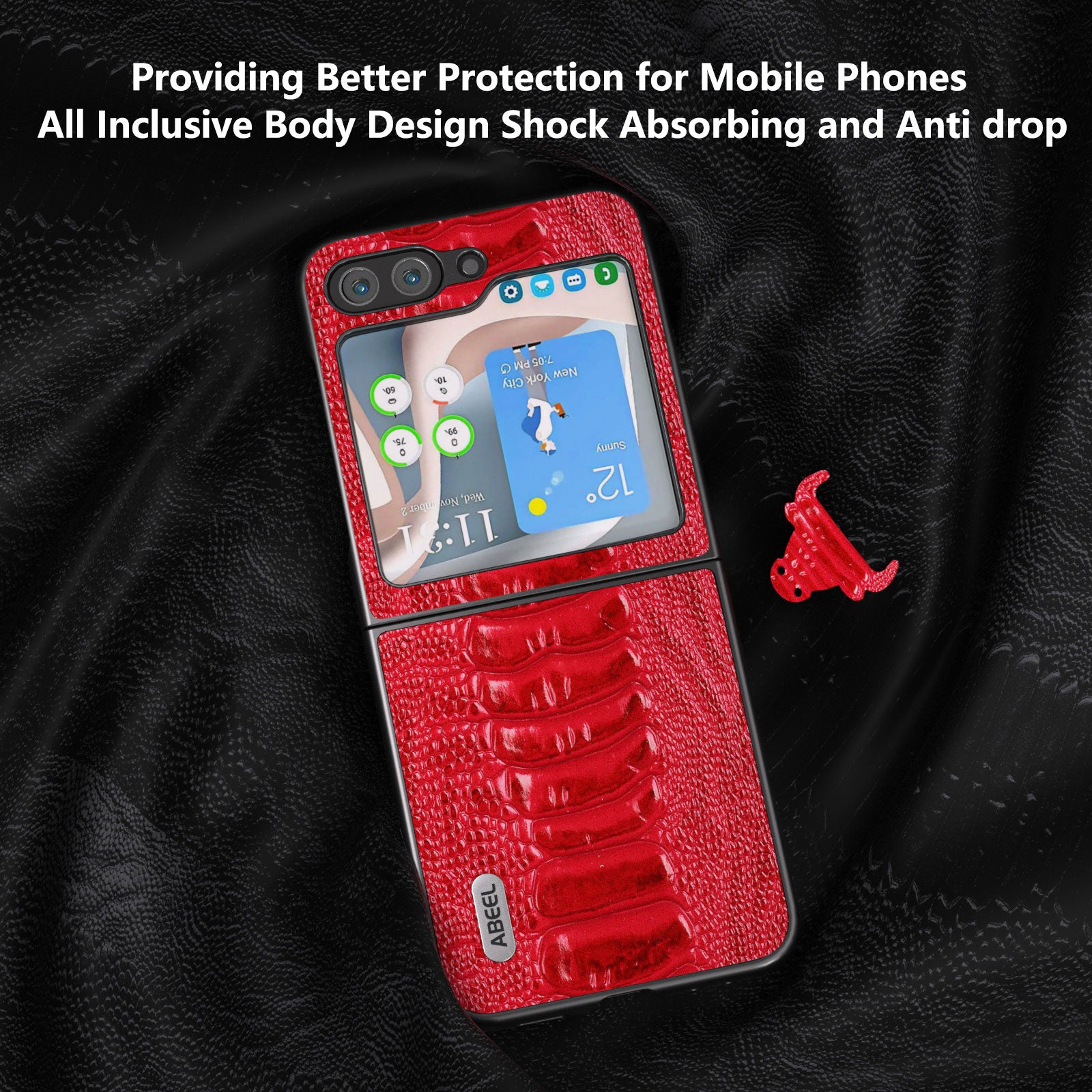 ABEEL Pro Samsung Galaxy Z Flip5 5G Tenké pouzdro s texturou krokodýl Skládací kryt na PC z pravé hovězí kůže ABEEL Pro Samsung Galaxy Z Flip5 5G Tenké pouzdro s texturou krokodýl Skládací kryt na PC z pravé hovězí kůže